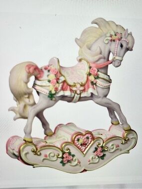 “Hearts and Roses” Rocking Horse Moving Music Box - SanFrancisco Music Box Co.